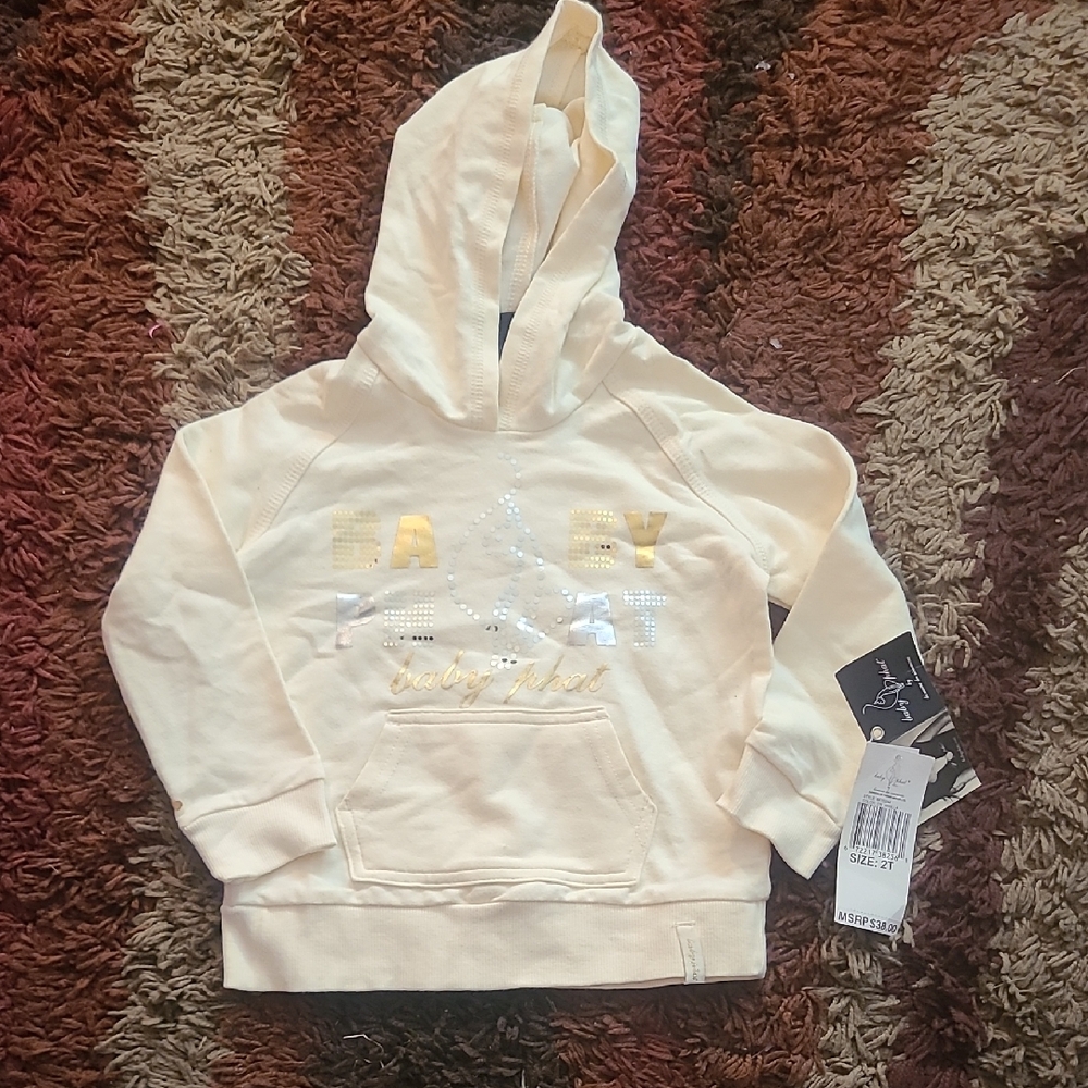 Baby Phat Cream Hoodie with Gold and Silver Accents